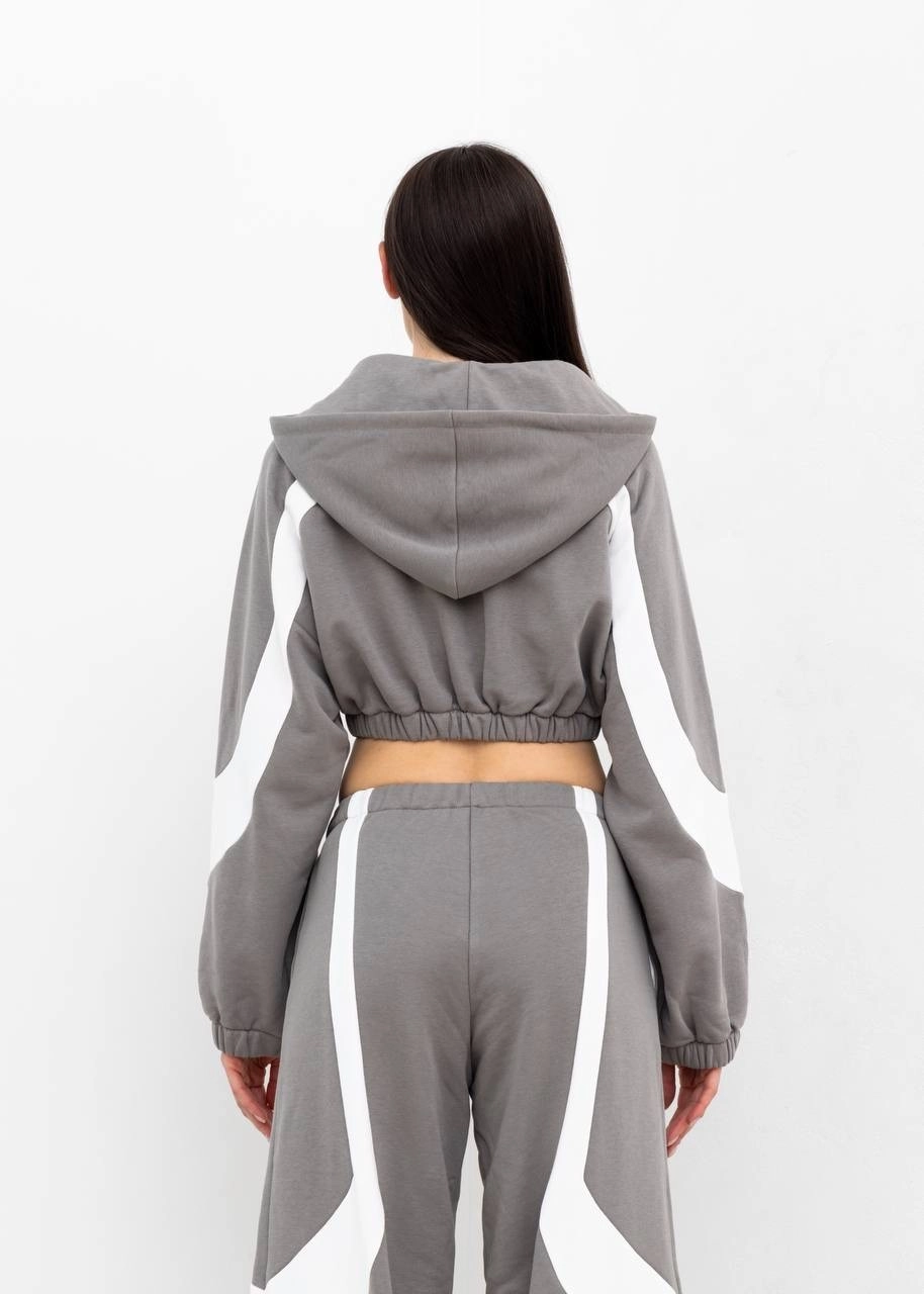 Худи YANG в серо-белом цвете - 40-42 (XS-S) - Серо-белый