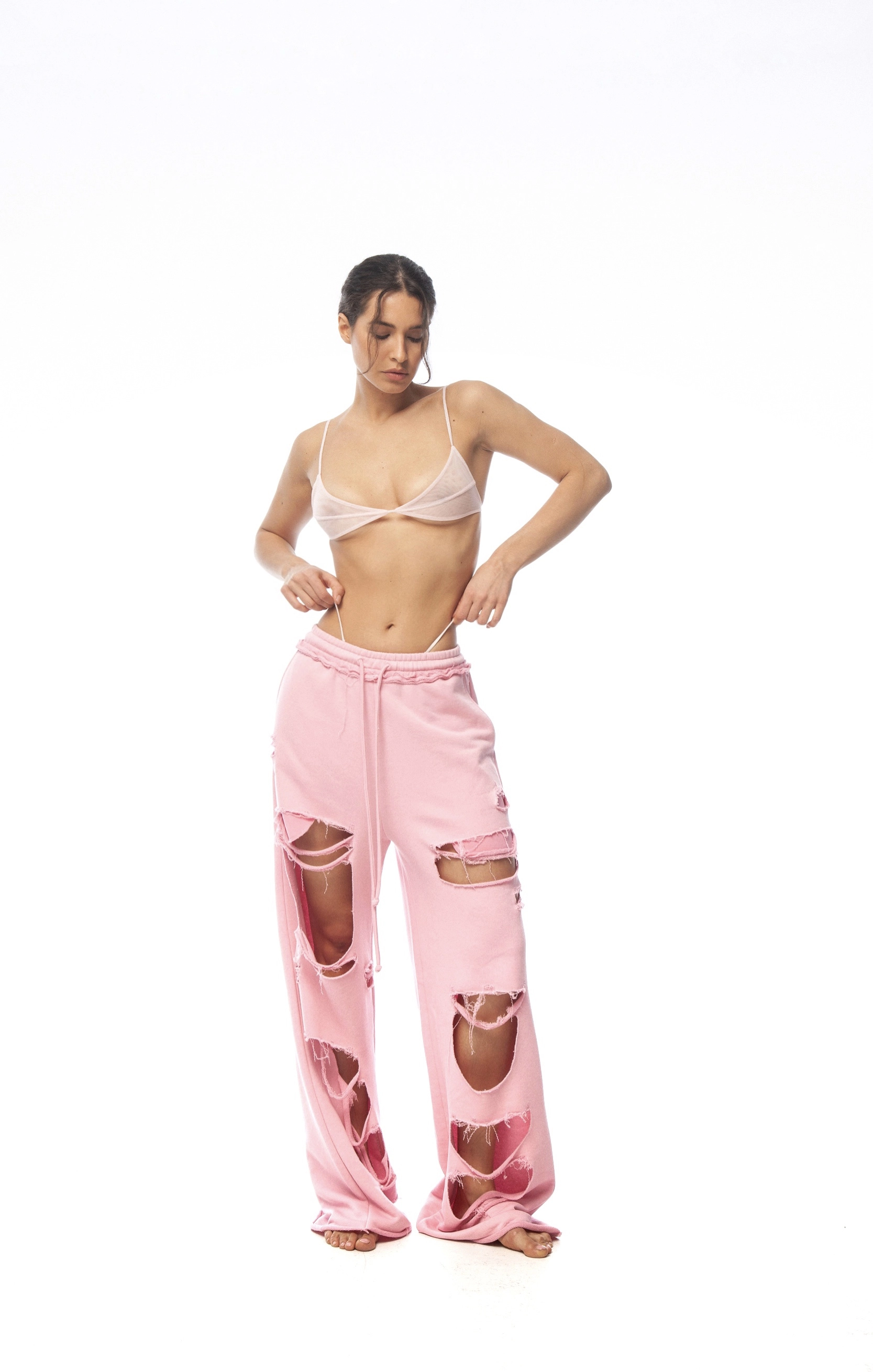 Джоггеры PINK GRUNGE в розовом цвете - One size - Розовый