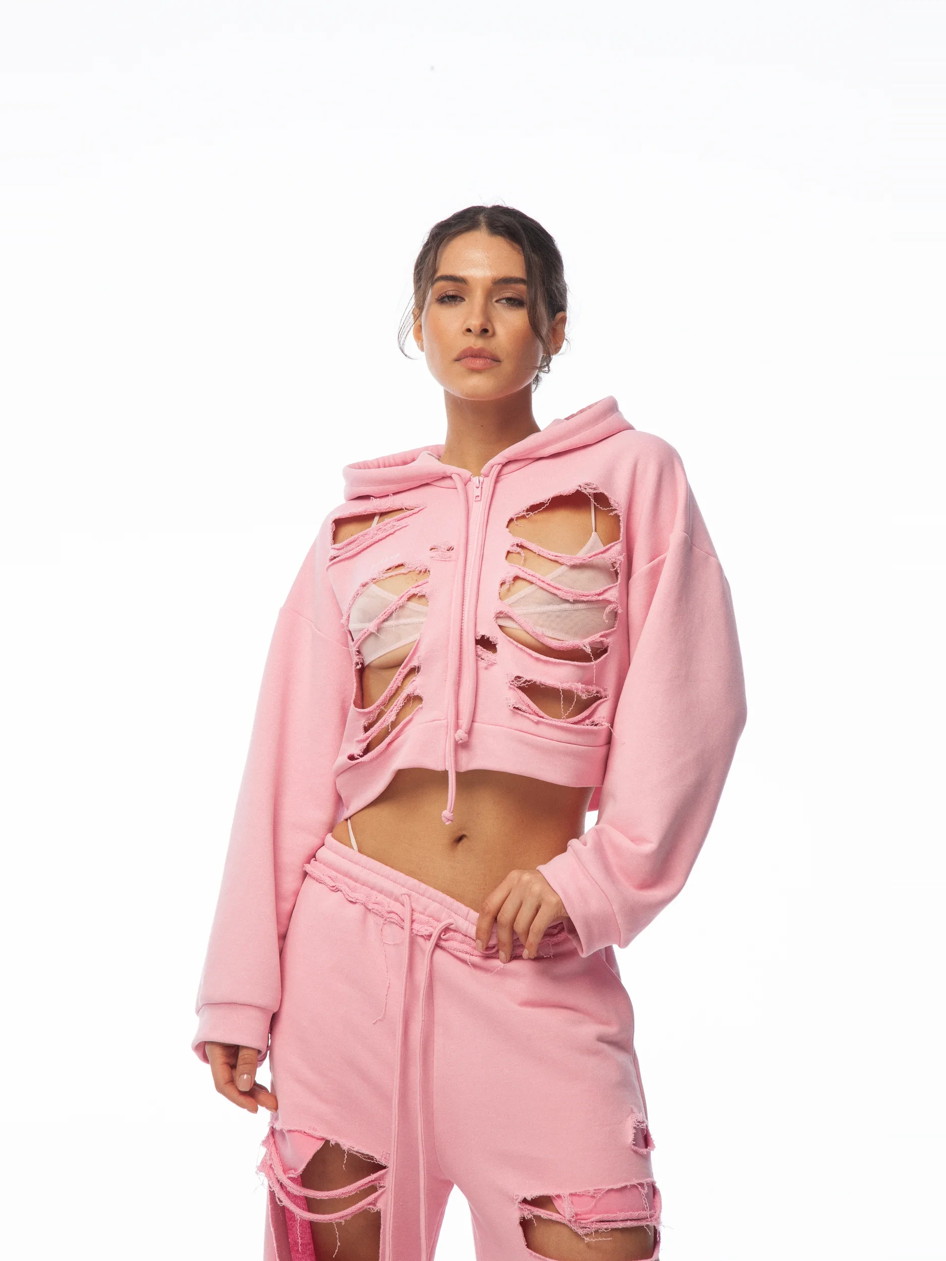 Худи PINK GRUNGE в розовом цвете - One size - Розовый